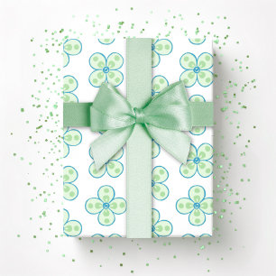 Papel De Regalo Clover Marroquí Cuatrefoil en Verde y Aqua