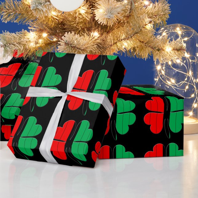 Papel De Regalo Clovers Red Black Green Kwanzaa (Vacaciones)