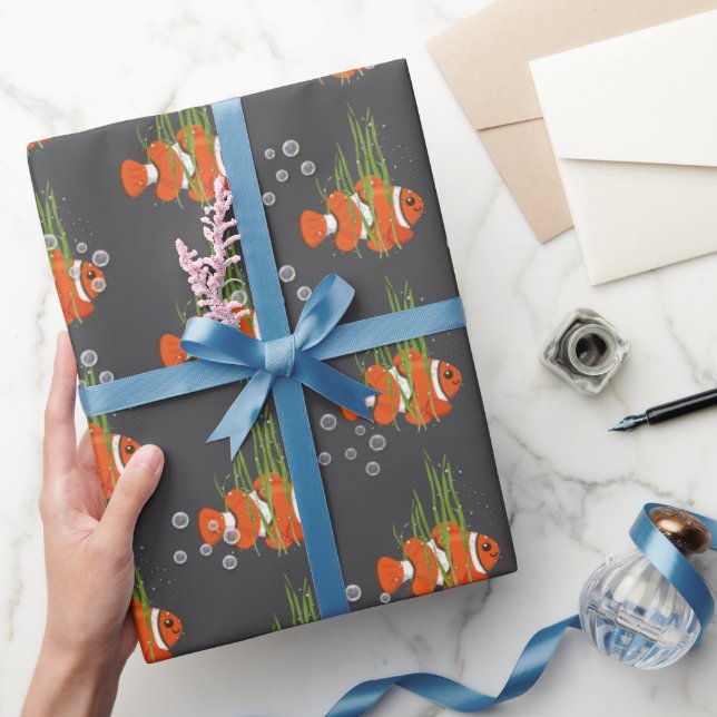 Papel De Regalo Clown Fish In Bubbles and Seaweed (Regalar)