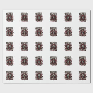 Papel De Regalo Club de Fans de Terror Calavera Gritando Halloween