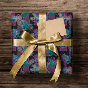 Papel De Regalo Clúster de Velas de Navidad Brillante de Luz Negra