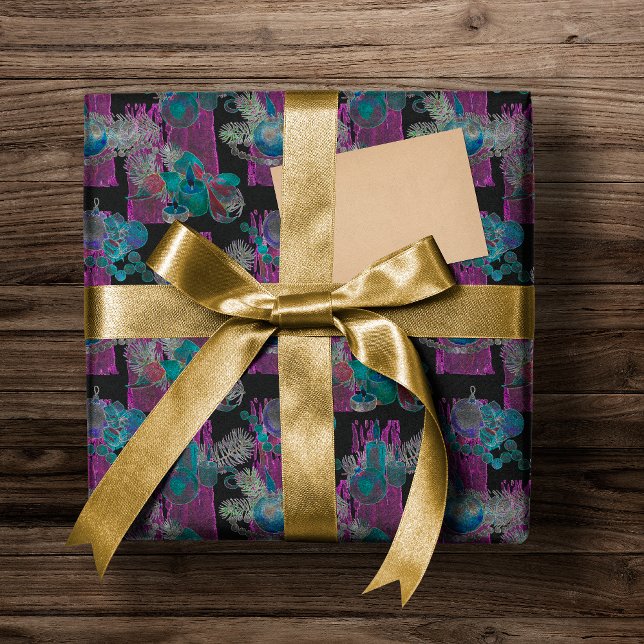 Papel De Regalo Clúster de Velas de Navidad Brillante de Luz Negra (Subido por el creador)