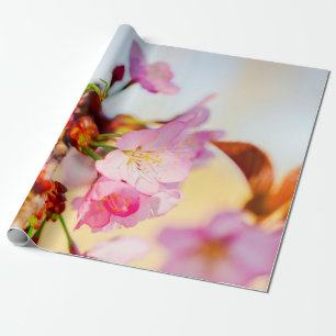 Papel De Regalo Clúster Vertical De Flores De Sakura