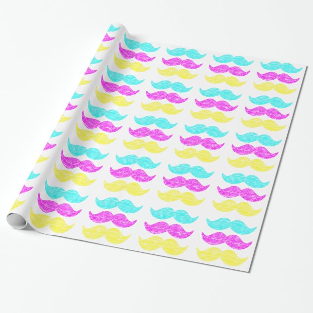 Papel De Regalo CMY Mustaches (Desenrollado)