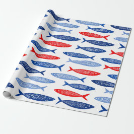 Papel De Regalo Coastal Nautical Summer Fish Pattern
