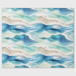 Papel De Regalo Coastal Ocean Waves Watercolor Wrapping Paper