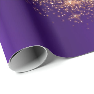Papel De Regalo Cobre color de rosa de la púrpura del purpurina