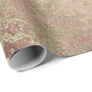 Papel De Regalo Cobre color de rosa fundido de bronce del mármol