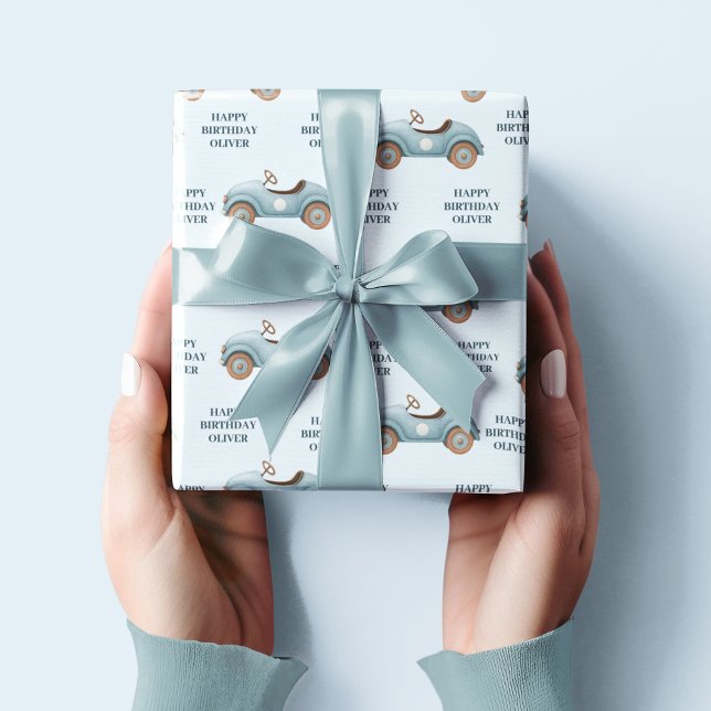 Papel De Regalo Coche azul acuático | Cumpleaños (Subido por el creador)