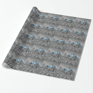 Papel De Regalo coche azul vintage