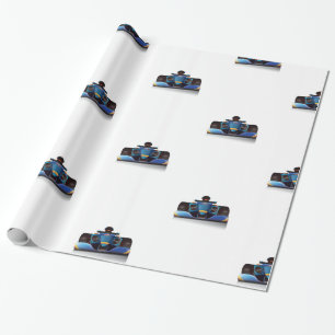 Papel De Regalo Coche de carreras azul