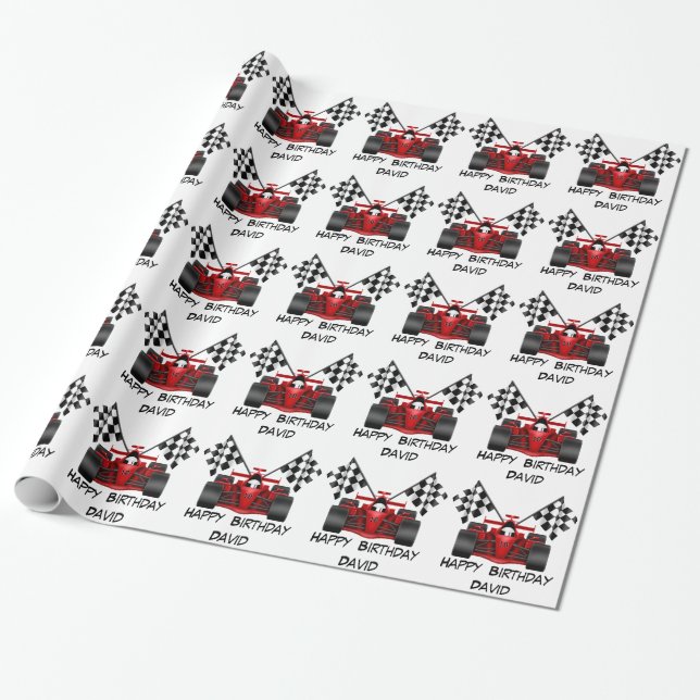 Papel De Regalo Coche de carreras rojo (Desenrollado)