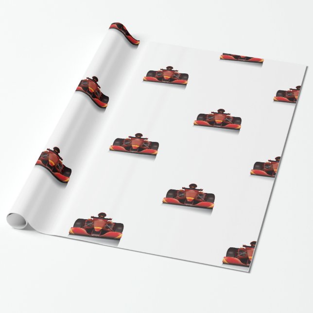 Papel De Regalo Coche de Carreras Rojo (Desenrollado)