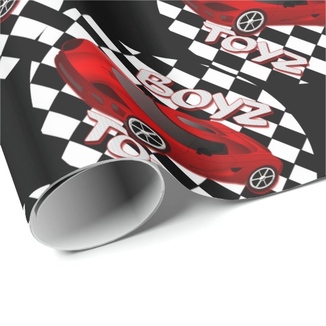 Papel De Regalo Coche de deportes rojo de los juguetes de los (Esquina del rollo)