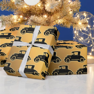 Papel De Regalo Coche de lujo Black Gold Vintage