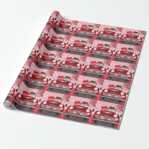 Papel De Regalo Coche de Perro Shih Tzu con Corazones San Valentín