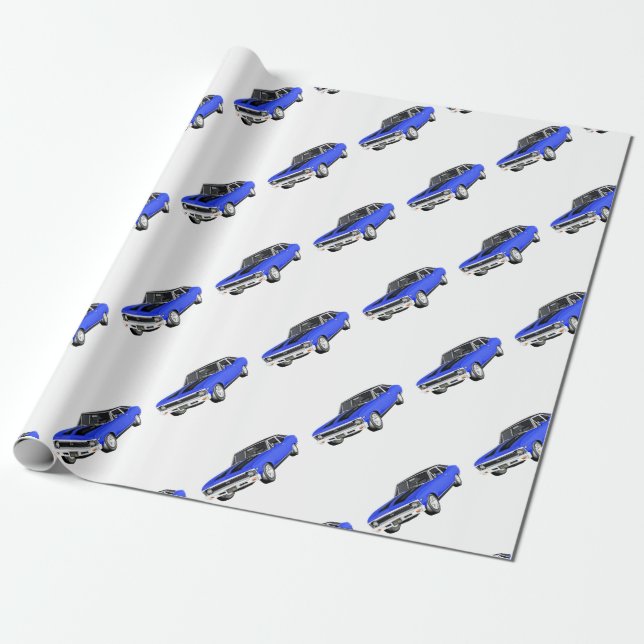 Papel De Regalo Coche del músculo de 1968 azules (Desenrollado)