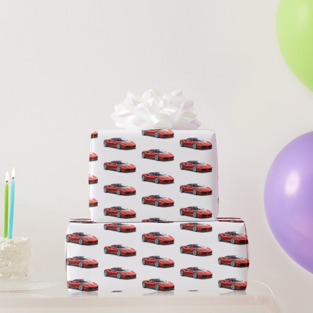 Papel De Regalo Coche deportivo rojo (Regalos de fiesta)