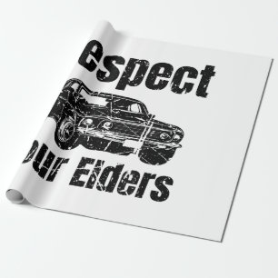 Papel De Regalo Coche divertido - Vintage Respeta a tus mayores Cl