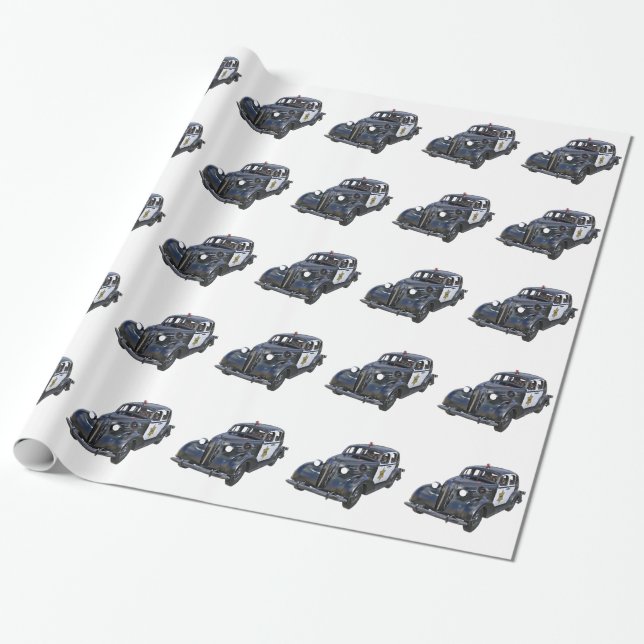 Papel De Regalo Coche policía clásico (Desenrollado)
