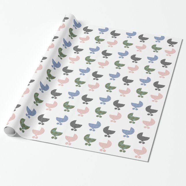 Papel De Regalo Cochecitos de Bebé Adorables (Desenrollado)
