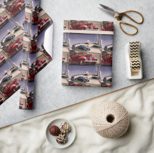 Papel De Regalo Coches antiguos, viaje en carretera por la autopis