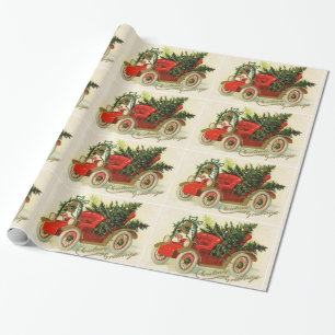 PAPEL DE REGALO COCHES CLÁSICOS, ANTIGUOS, ÁRBOL DE NAVIDAD Y CAMP