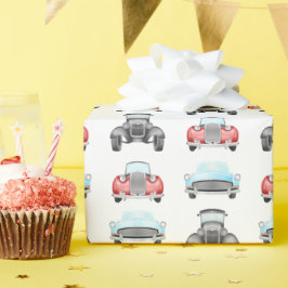Papel De Regalo Coches de Carreras Vintage Coloridos Coches Clásic