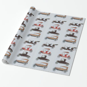 Papel De Regalo COCHES DE VENTAJA rojo gris blanco negro