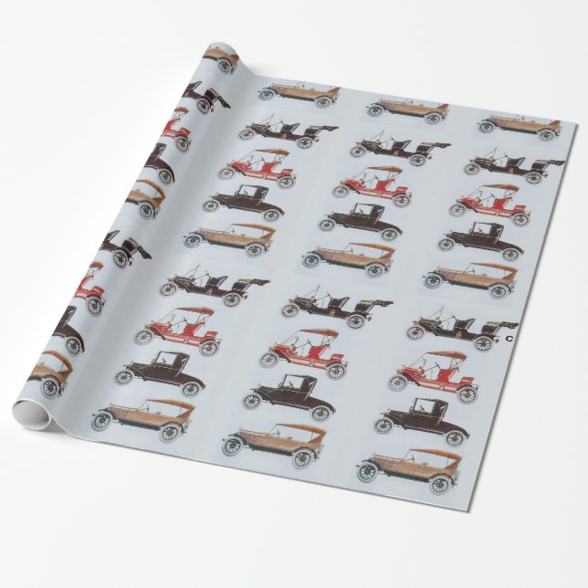 Papel De Regalo COCHES DE VENTAJA rojo gris blanco negro (Desenrollado)