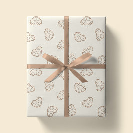 Papel De Regalo Coches Vehículo Moderno Chico Neutral Beige Boho S