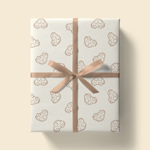 Papel De Regalo Coches Vehículo Moderno Chico Neutral Beige Boho S