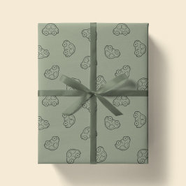 Papel De Regalo Coches Vehículo Moderno Chico Verde Sabio Boho Sim