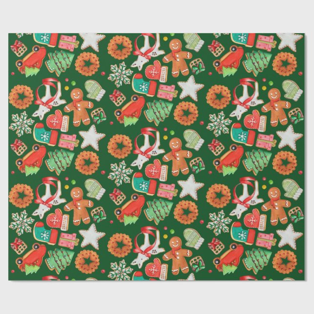 Papel De Regalo Cocina azucarera y pan de jengibre para navidades (Superficie plana)