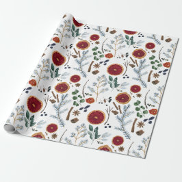 Papel De Regalo Cocina de invierno Rústica Pina y Navidades Naranj