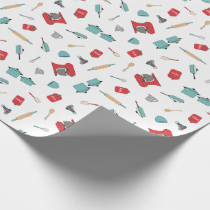 Papel De Regalo Cocina y utensilios de cocción luminosos y retro