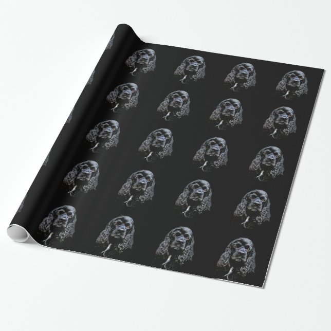 Papel De Regalo Cocker spaniel negro (Desenrollado)