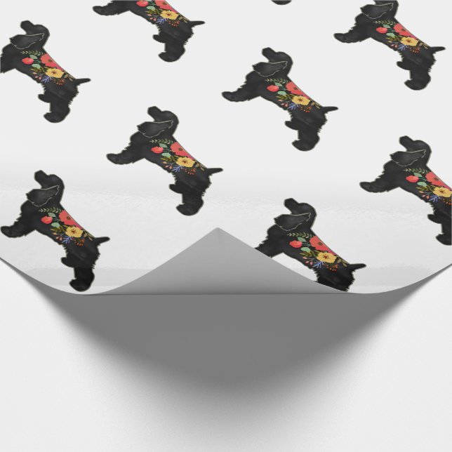 Papel De Regalo Cocker Spaniel Perro Raza Albarda Floral Bohemia (Esquina)