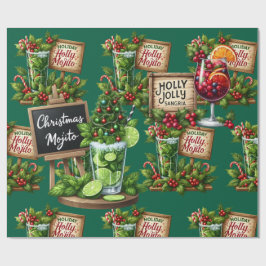 Papel De Regalo Cocktail Christmas Party with Drinks on Green