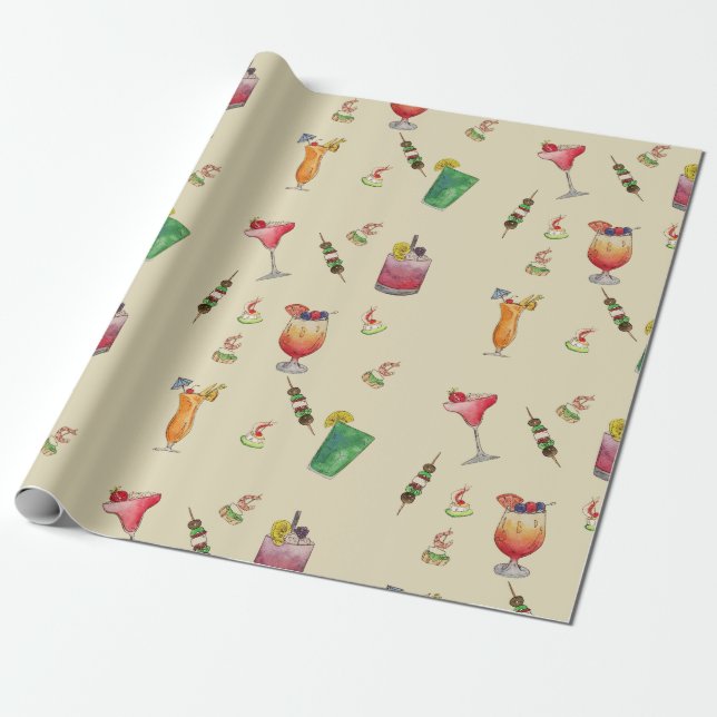 Papel De Regalo Cocktail Wrapping Paper (Desenrollado)