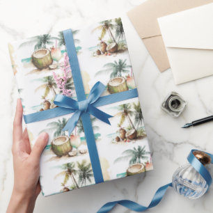 Papel De Regalo Cocktails y cocos tropicales