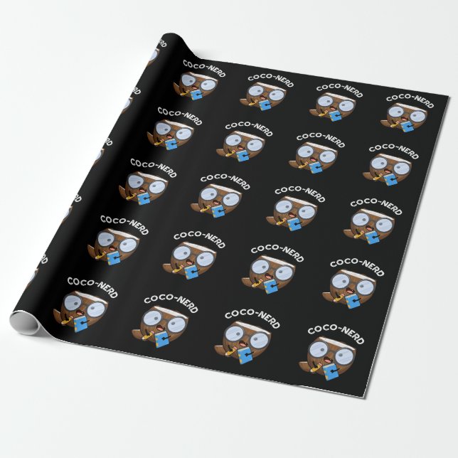 Papel De Regalo Coco nerd Funny Fruit Coconut Pun Dark BG (Desenrollado)