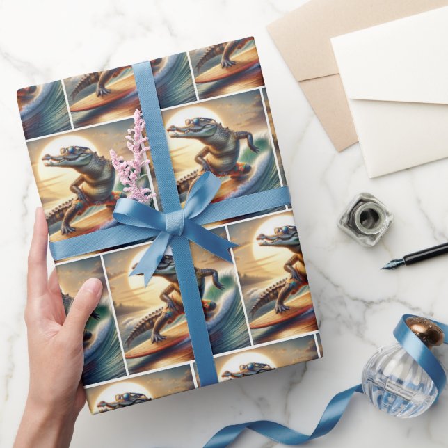 Papel De Regalo Cocodrilo en la tabla de surf (Regalar)
