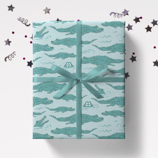 Papel De Regalo Cocodrilo Lagarto Animal Salvaje Niño Dibujado a M