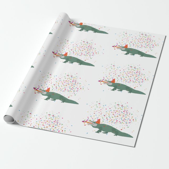 Papel De Regalo Cocodrilo lagarto - Animales que tienen un Fiesta (Desenrollado)