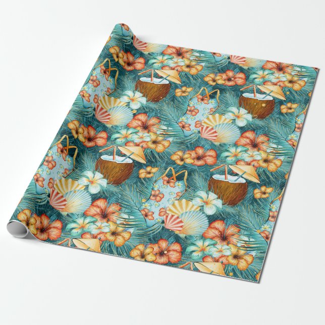 Papel De Regalo Coconut Drinks  (Desenrollado)