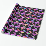 Papel De Regalo Cócteles coloridos sobre el patrón negro<br><div class="desc">Cócteles multicolores con paraguas en una elegante y moderna envoltura de regalo,  ideal para cualquier celebración.</div>