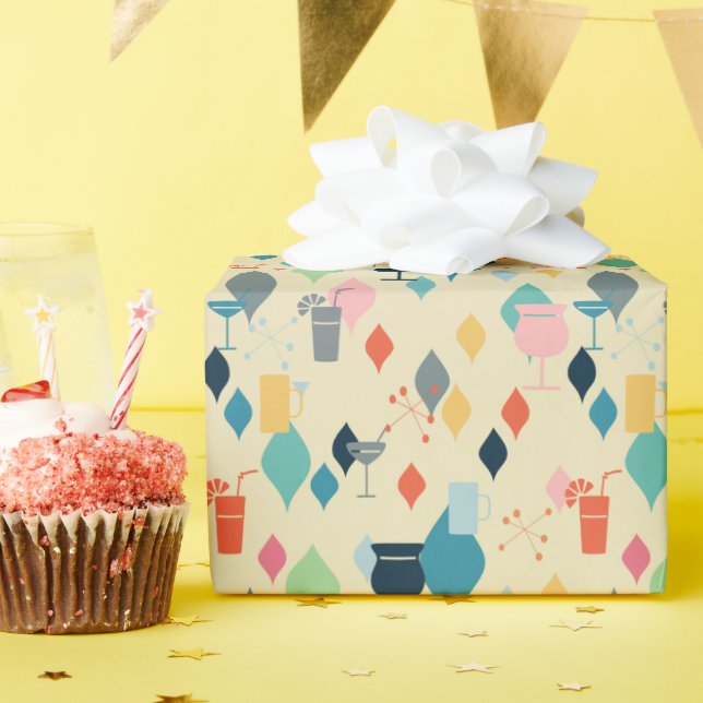 Papel De Regalo Cócteles modernos de mediados del siglo XX (Fiesta de cumpleaños )