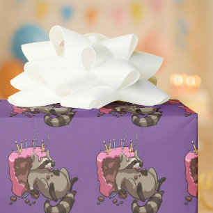 Papel De Regalo Codicioso mapache lleno de Personalizado de pastel