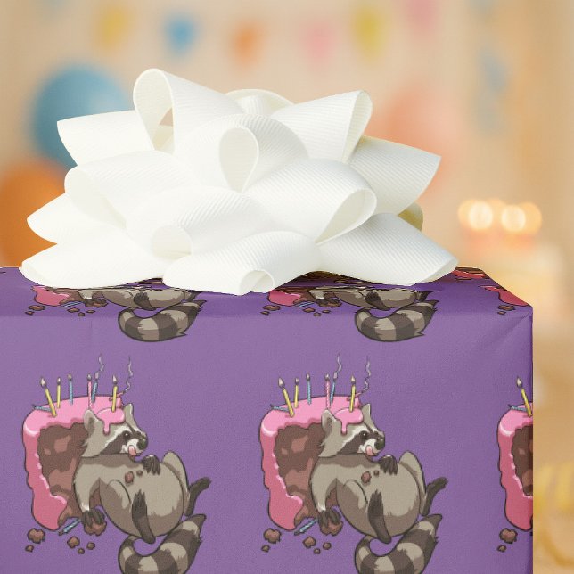 Papel De Regalo Codicioso mapache lleno de Personalizado de pastel (Subido por el creador)